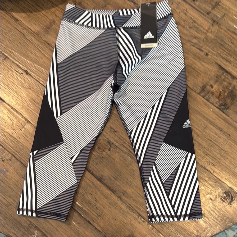 Adidas Black and White Leggings with Geometric Design